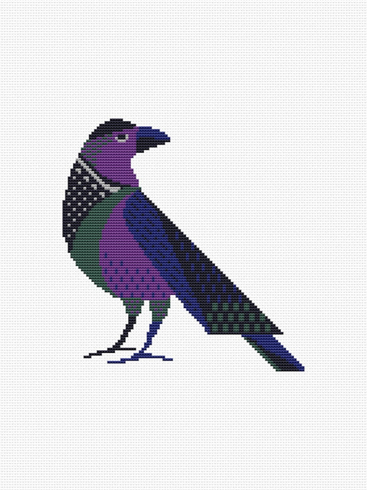 raven cross stitch pattern