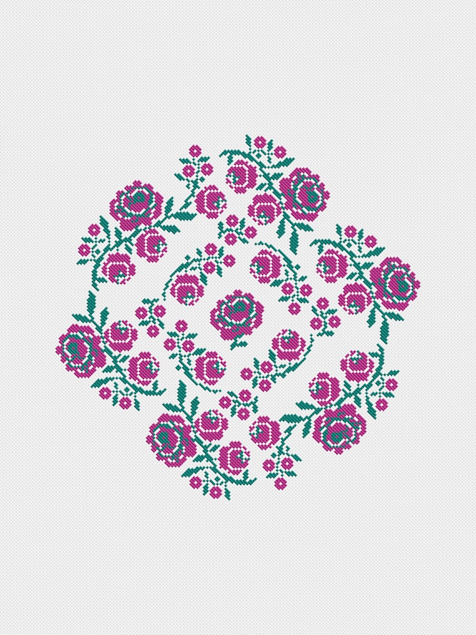 Mandala floral magenta - cross stitch pattern