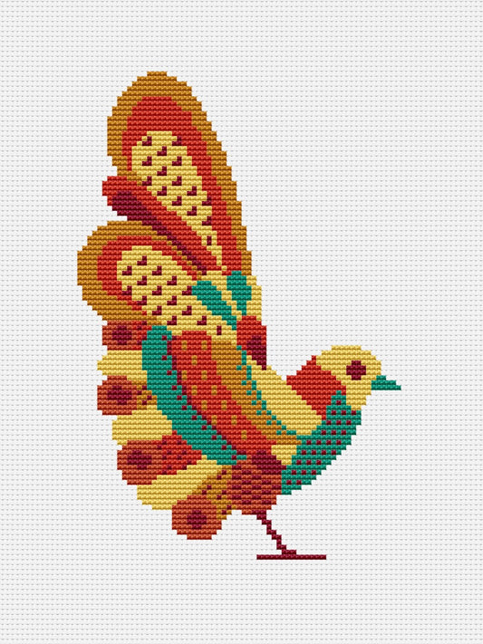 gold bird cross stitch pattern