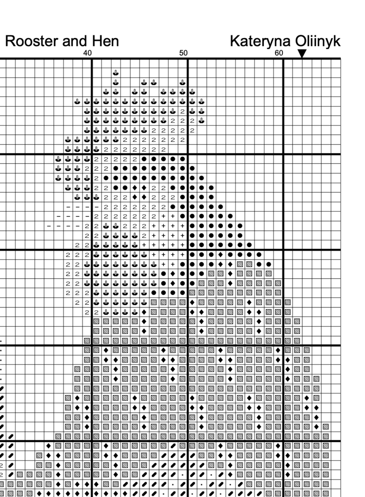 Farm Rooster and Hen - cross stitch pattern PDF