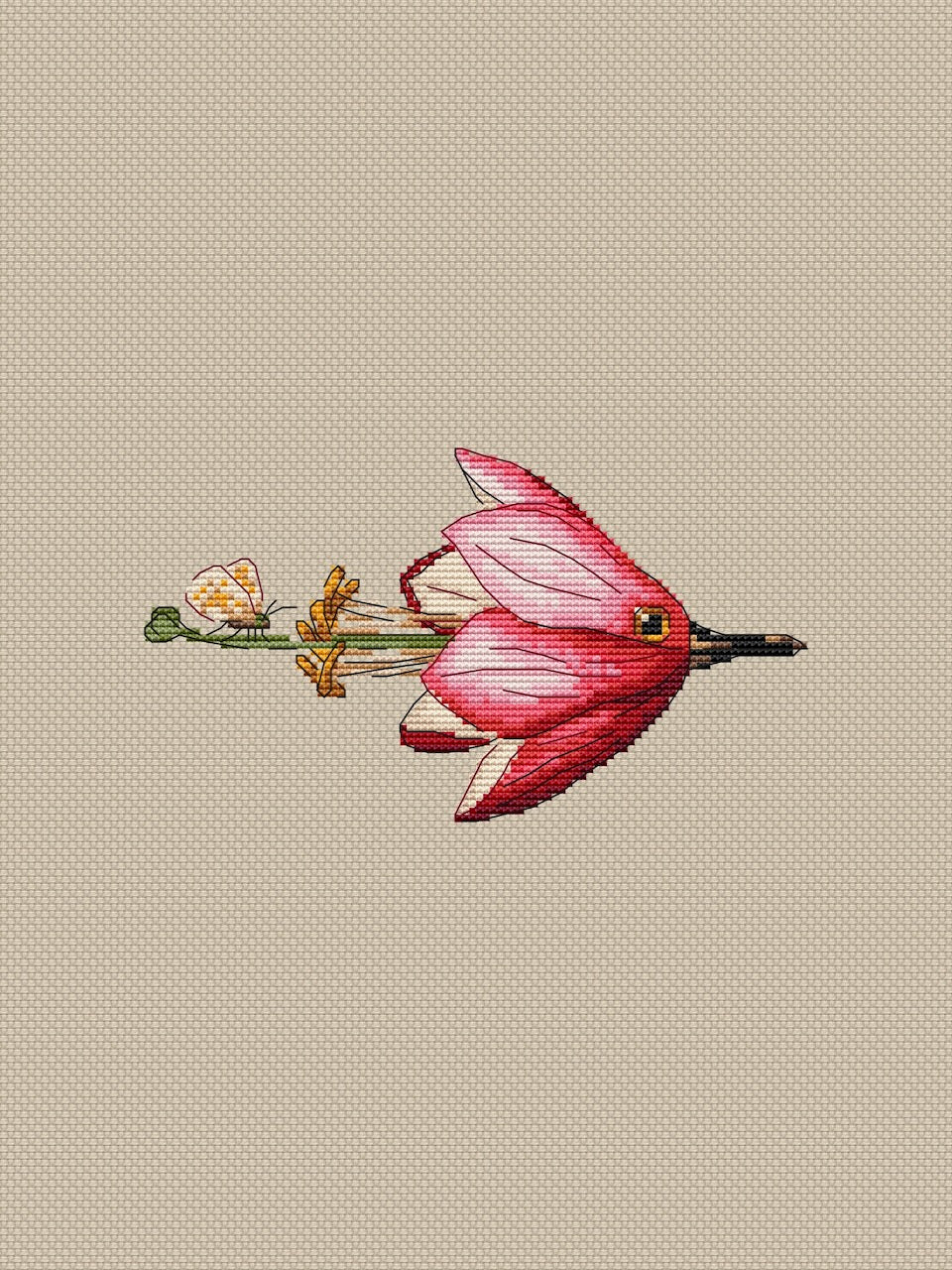 magic pink flower cross stitch pattern