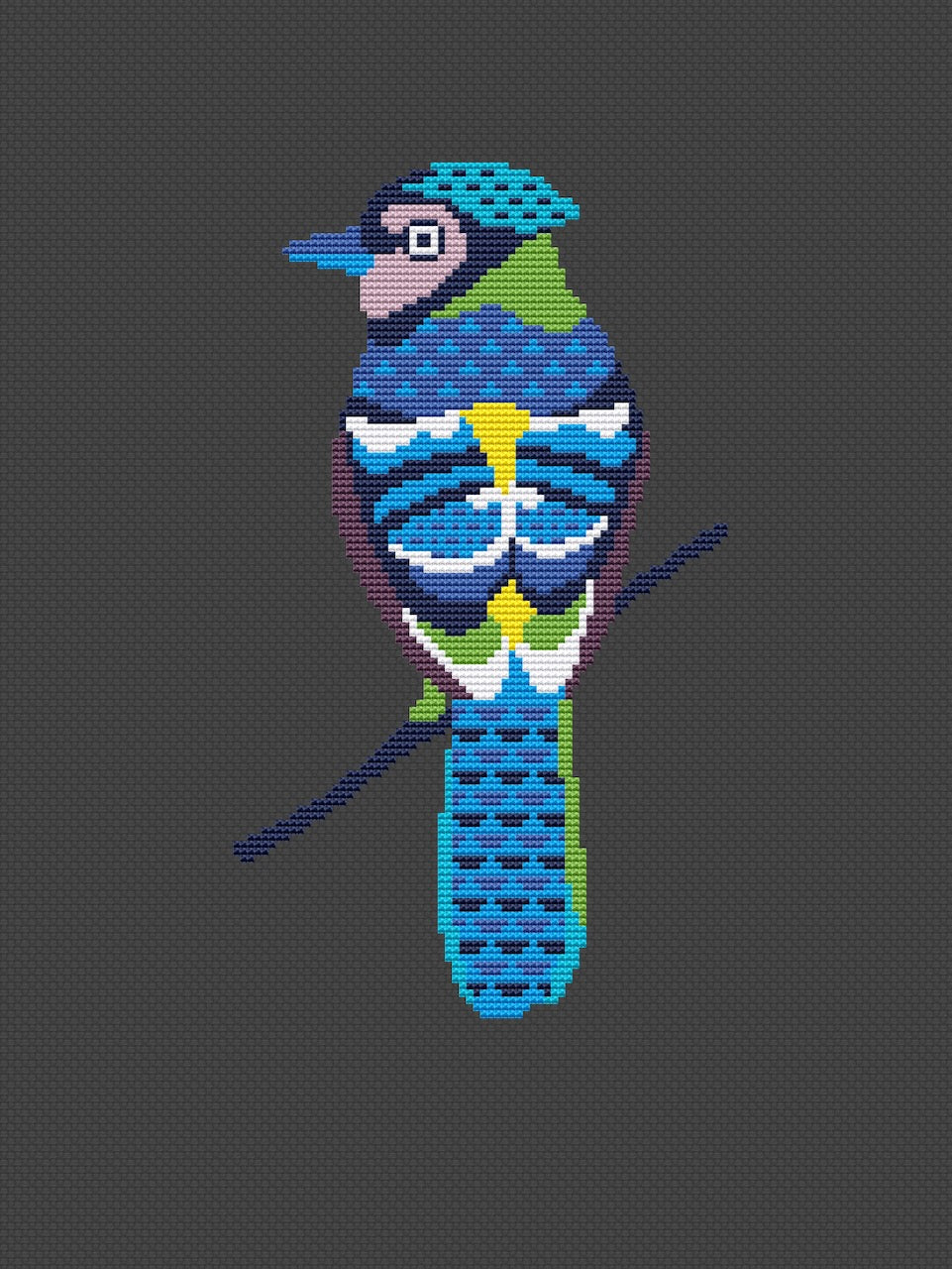 folk bird cross stitch pattern
