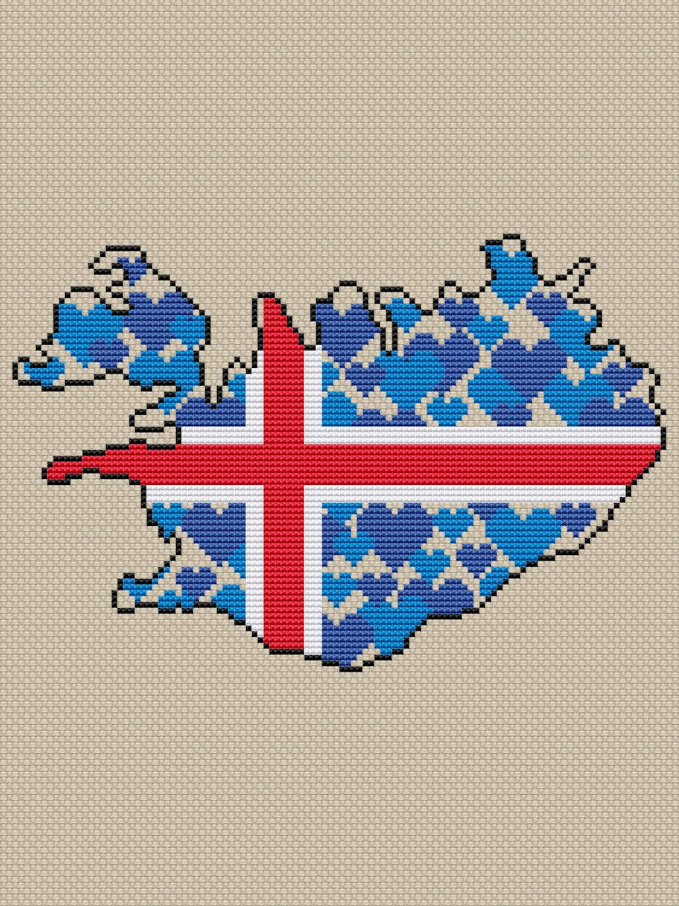 Iceland free cross stitch pattern