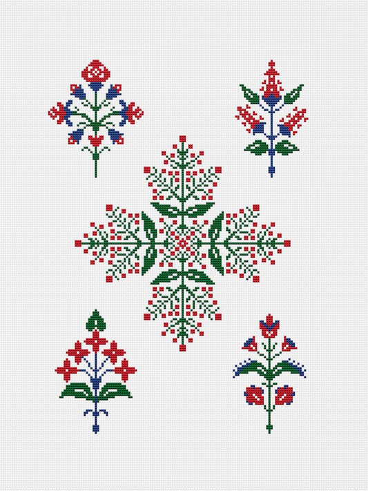 Floral ornament cross stitch pattern