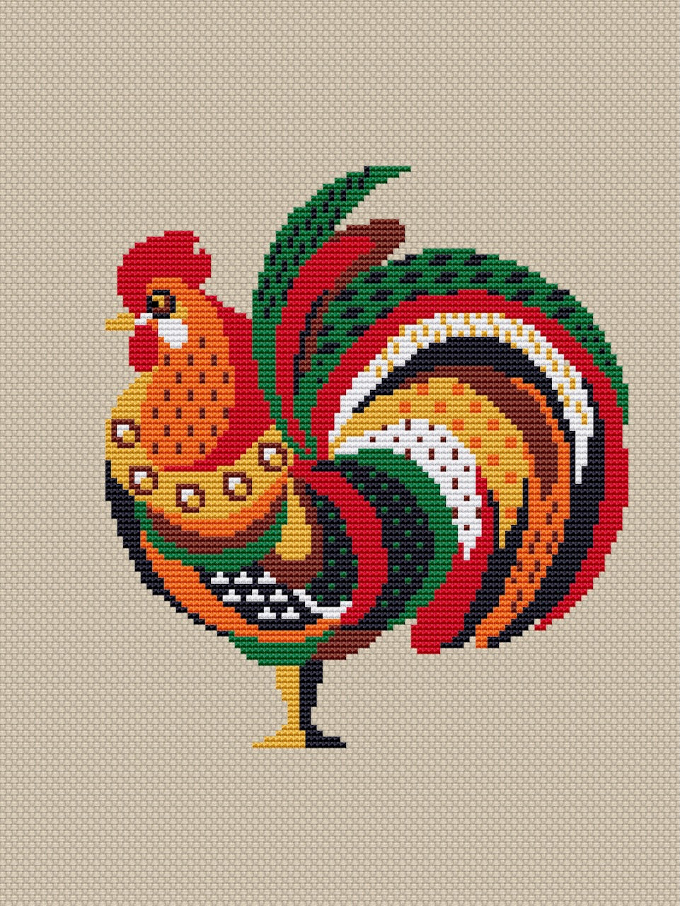 folk rooster pattern