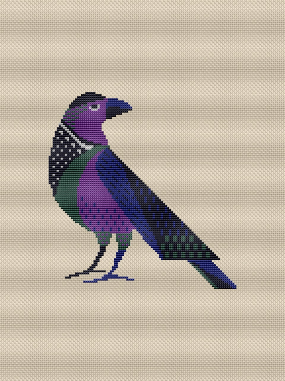 raven embroidery pattern