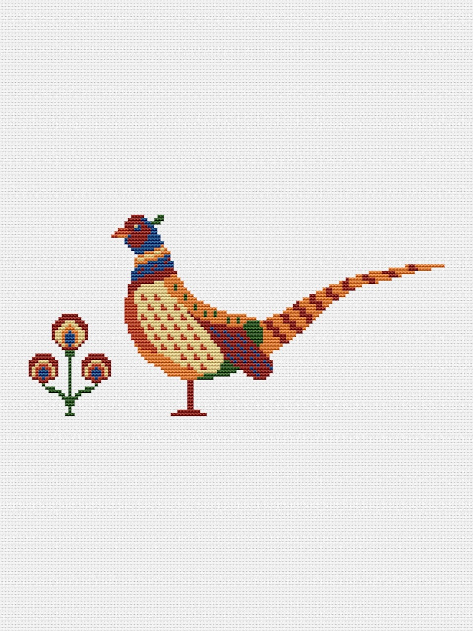 Pheasant cross stitch pattern