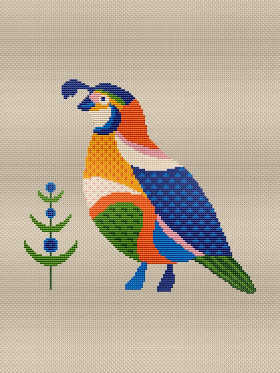 forest bird cross stitch pattern