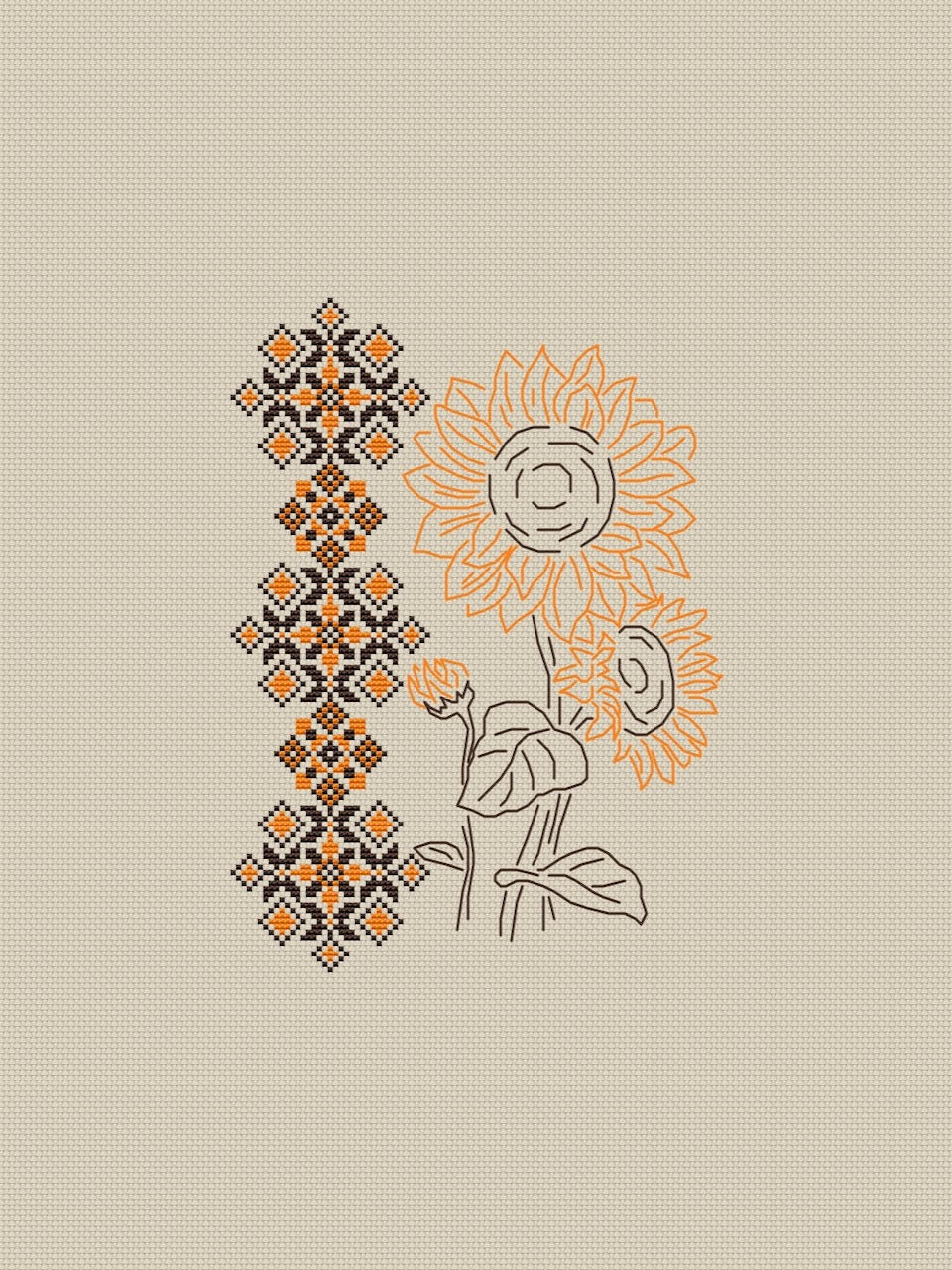 sunflowers folk cross stitch