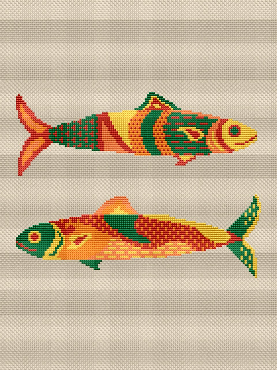 gold fish cross stitch pattern