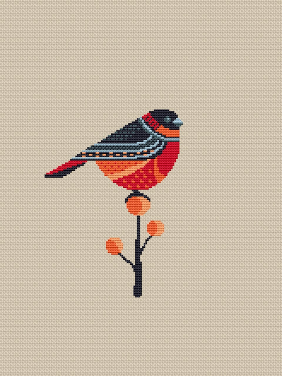 winter bird cross stitch pattern