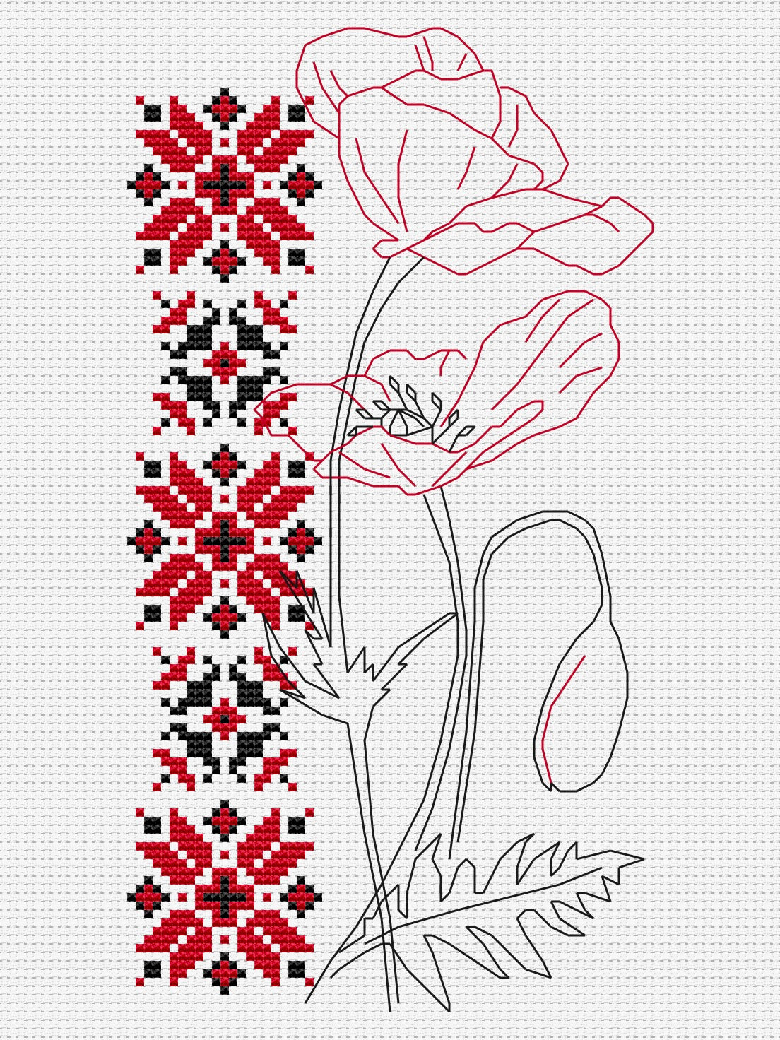 Poppies cross stitch pattern