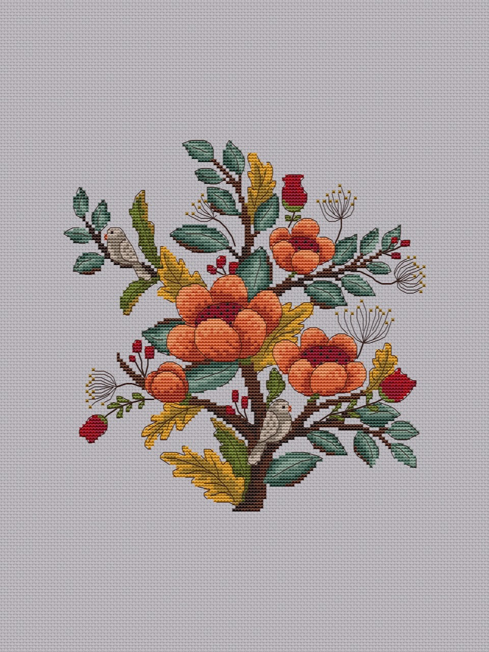 autumn flowers cross stitch pattern
