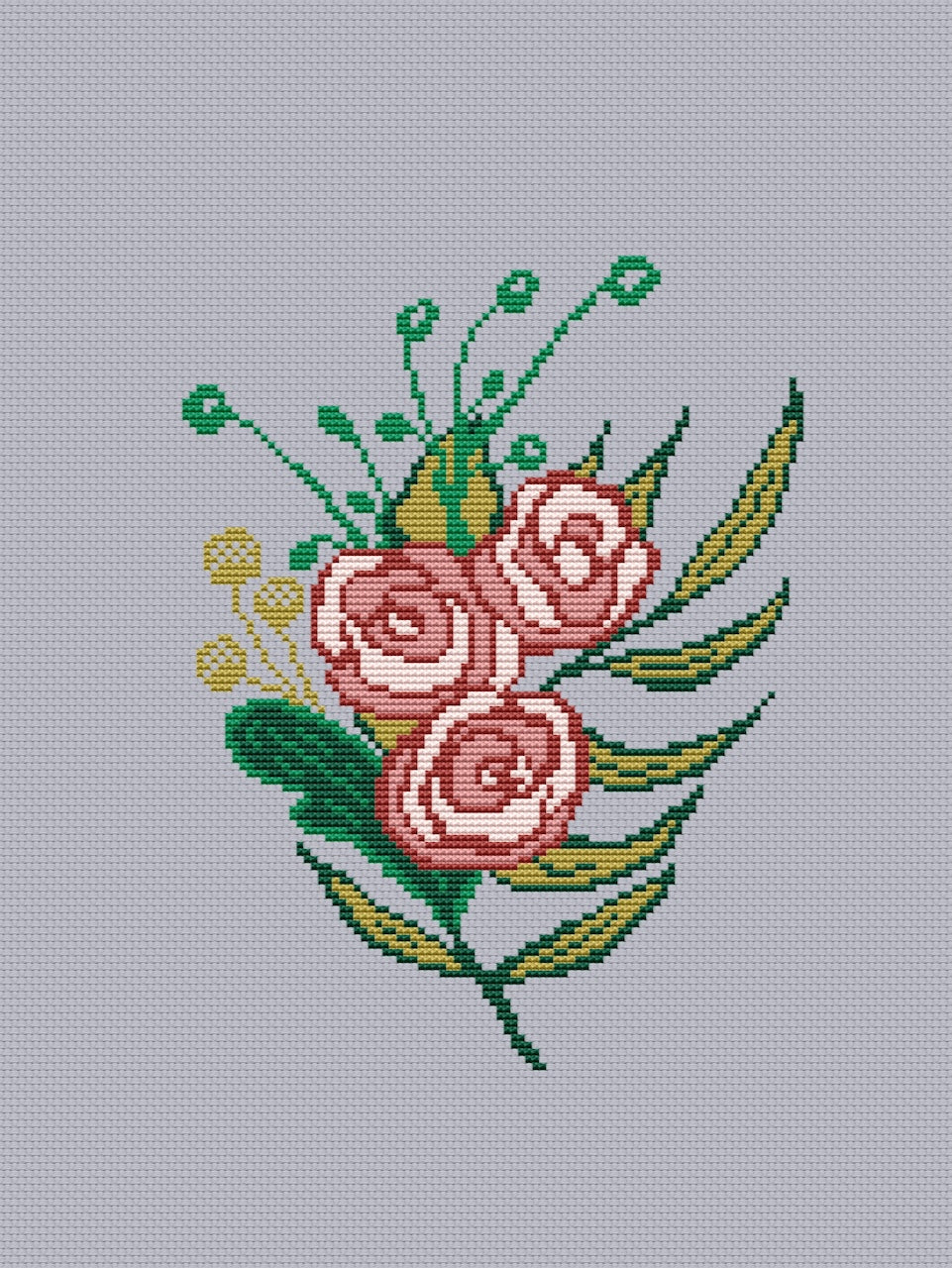 folk flowers  roses cross stitch pattern