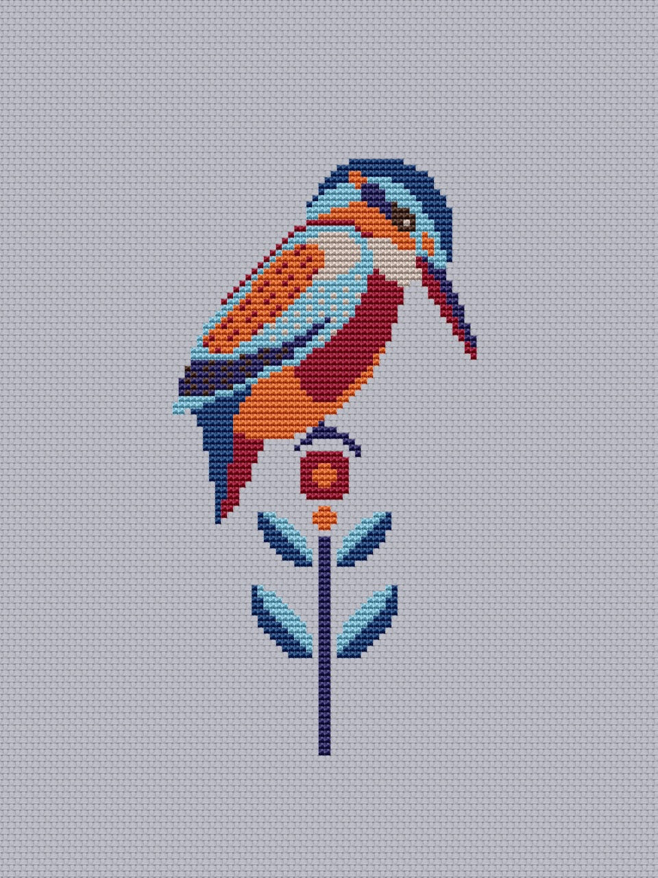 king fisher cross stitch pattern