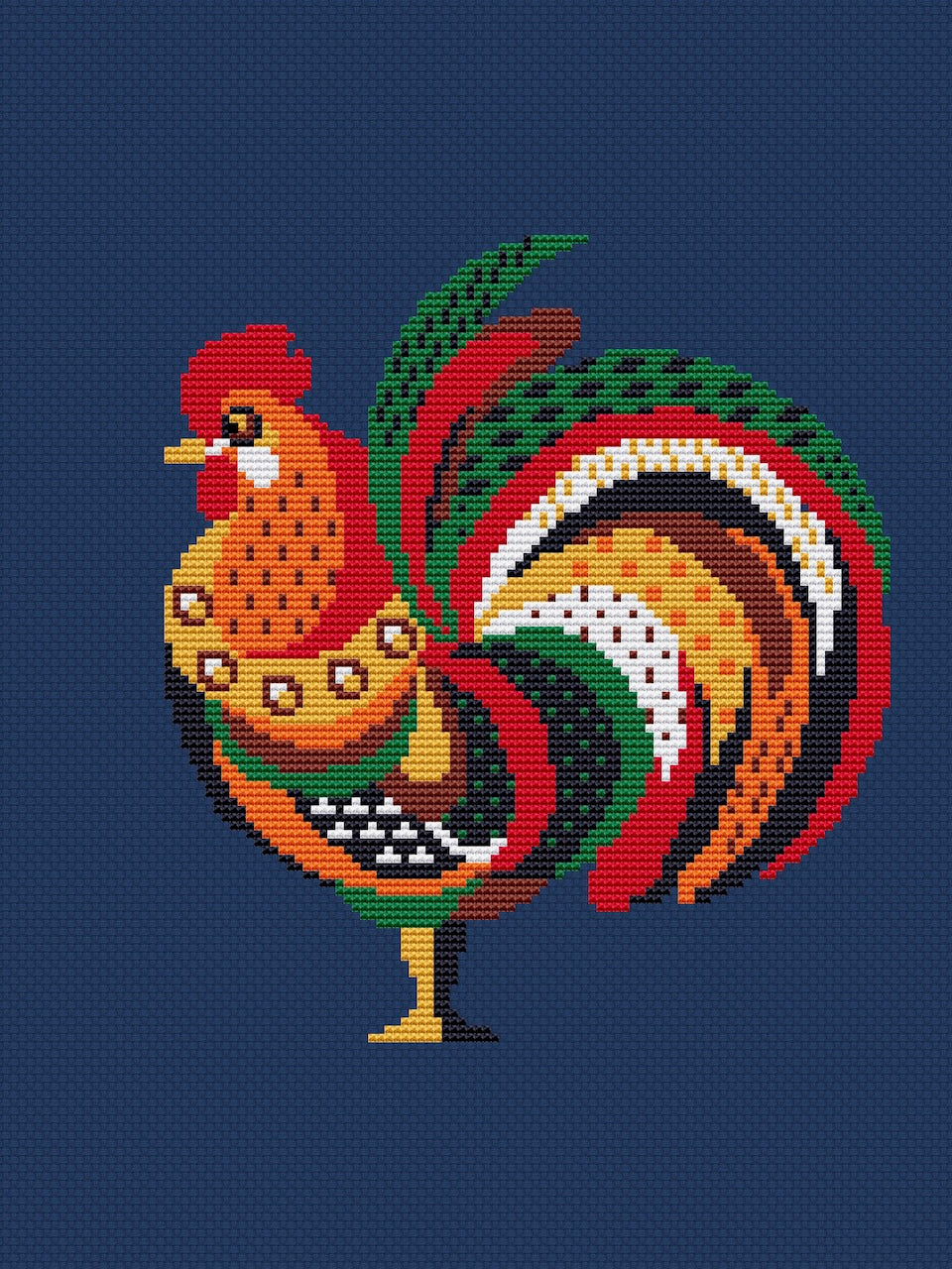 color block rooster cross stitch