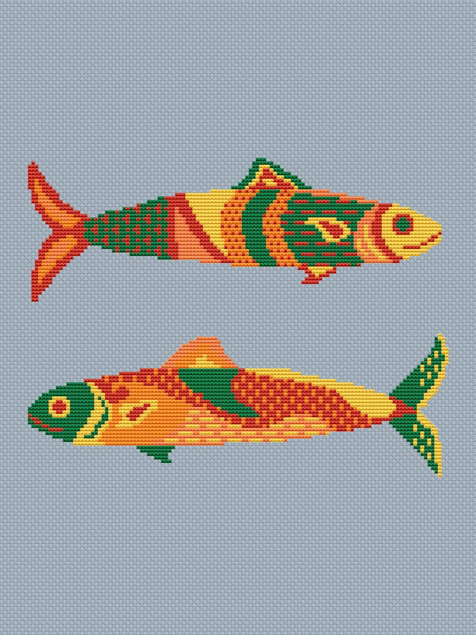 green fish cross stitch pattern