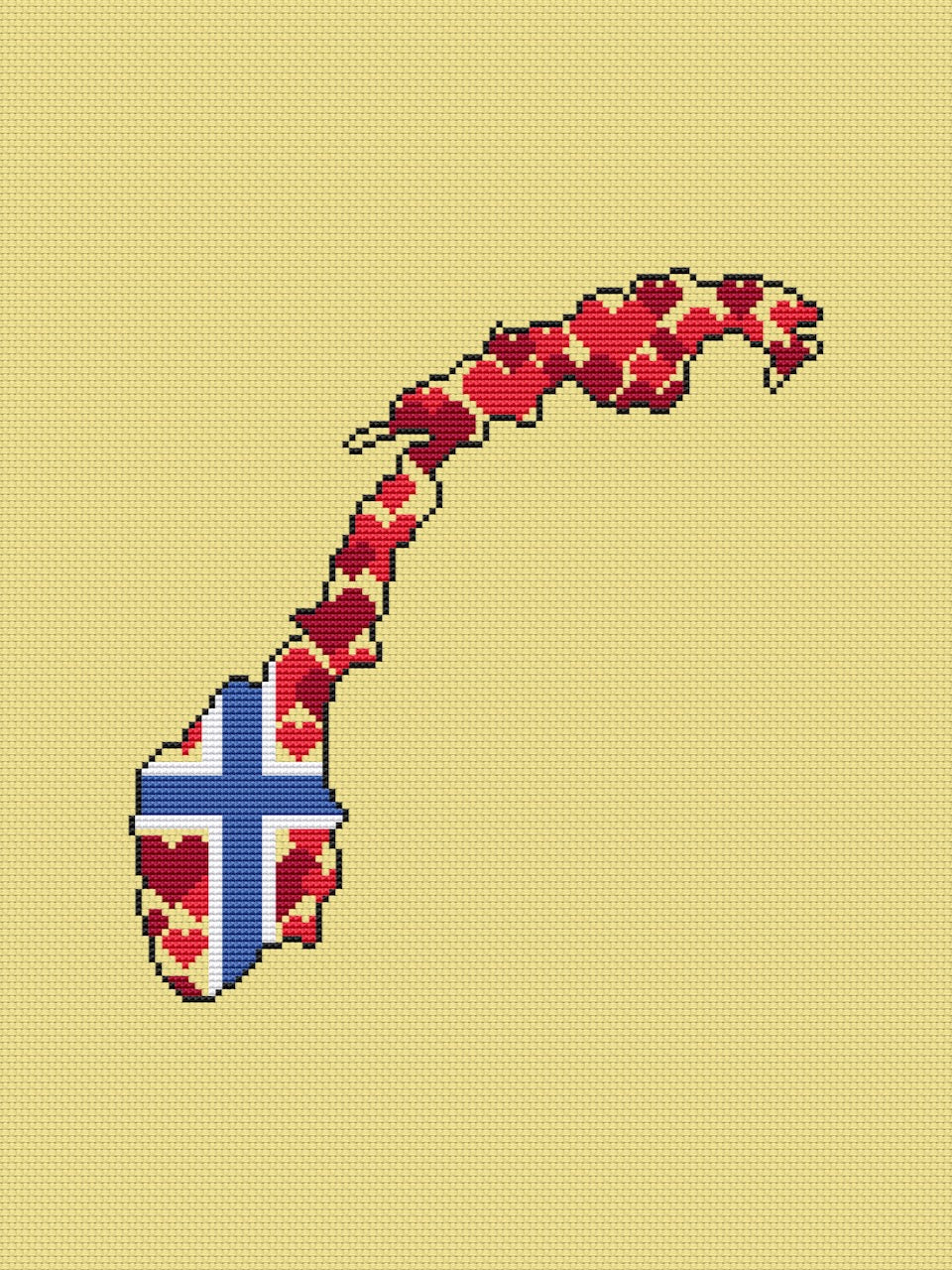 Norway map cross stitch pattern