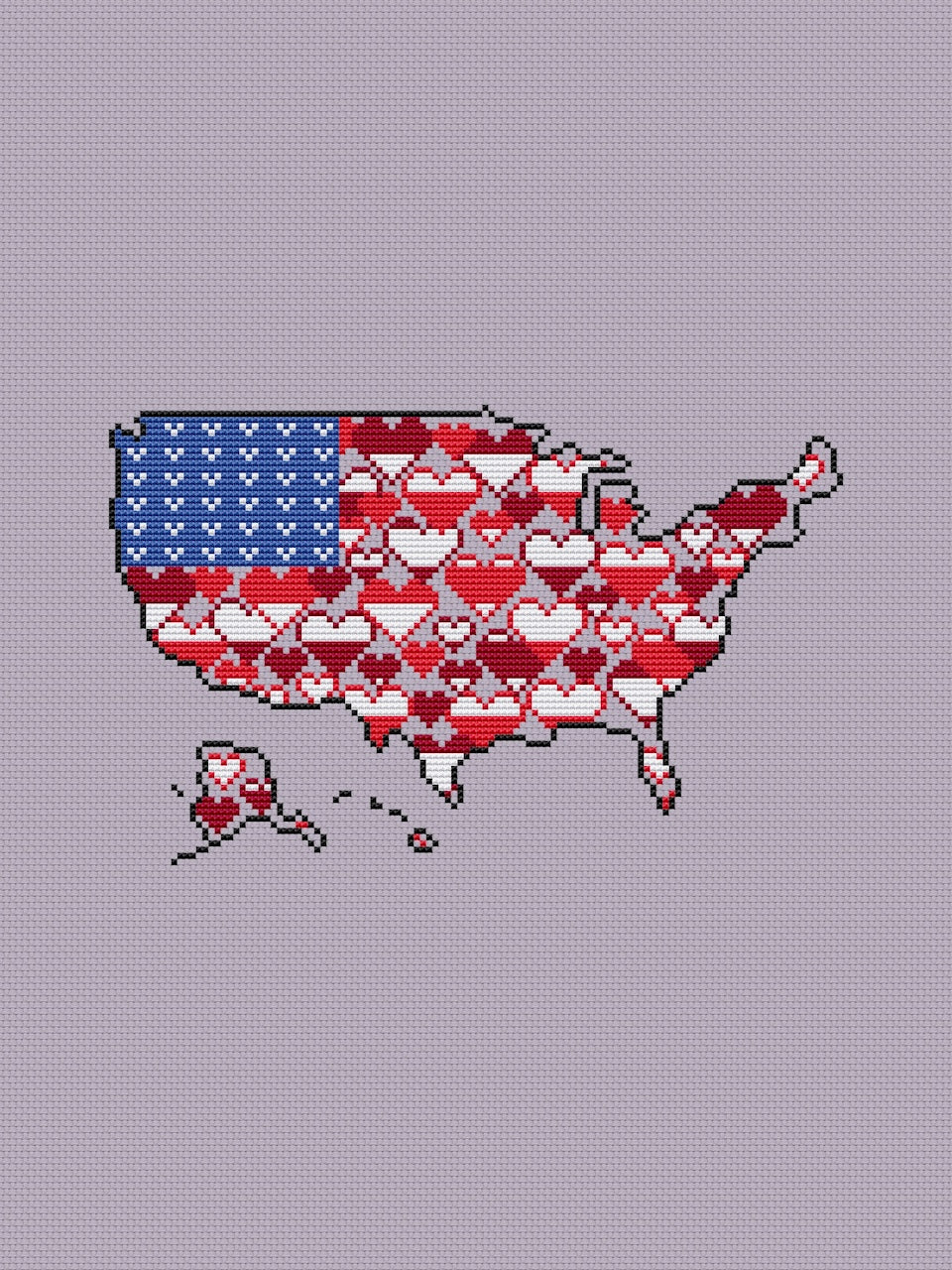 map of USA cross stitch