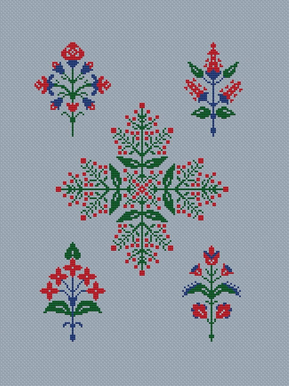 Floral ornament embroidery pattern