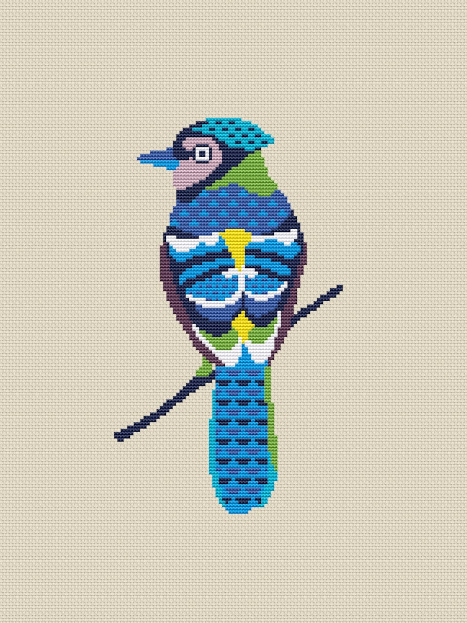 blue bird cross stitch pattern