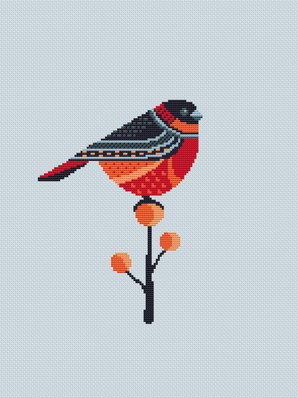 red bird cross stitch pattern