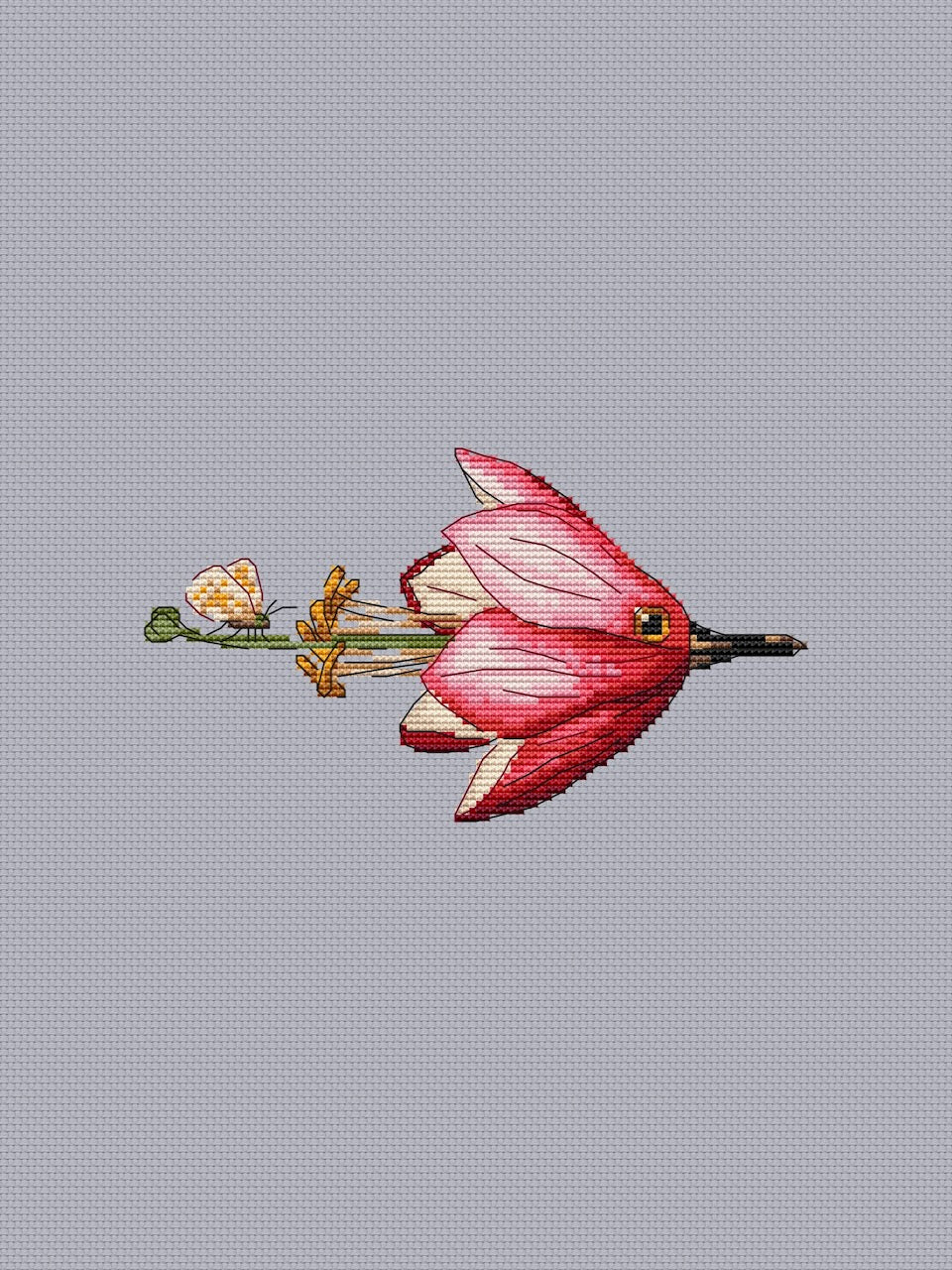 magic bird flower cross stitch pattern