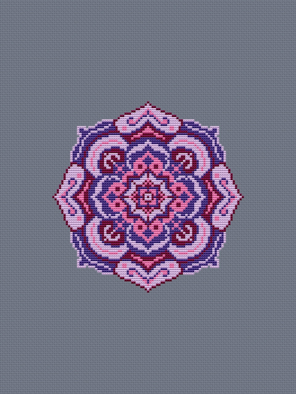 lilac mandala cross stitch pattern