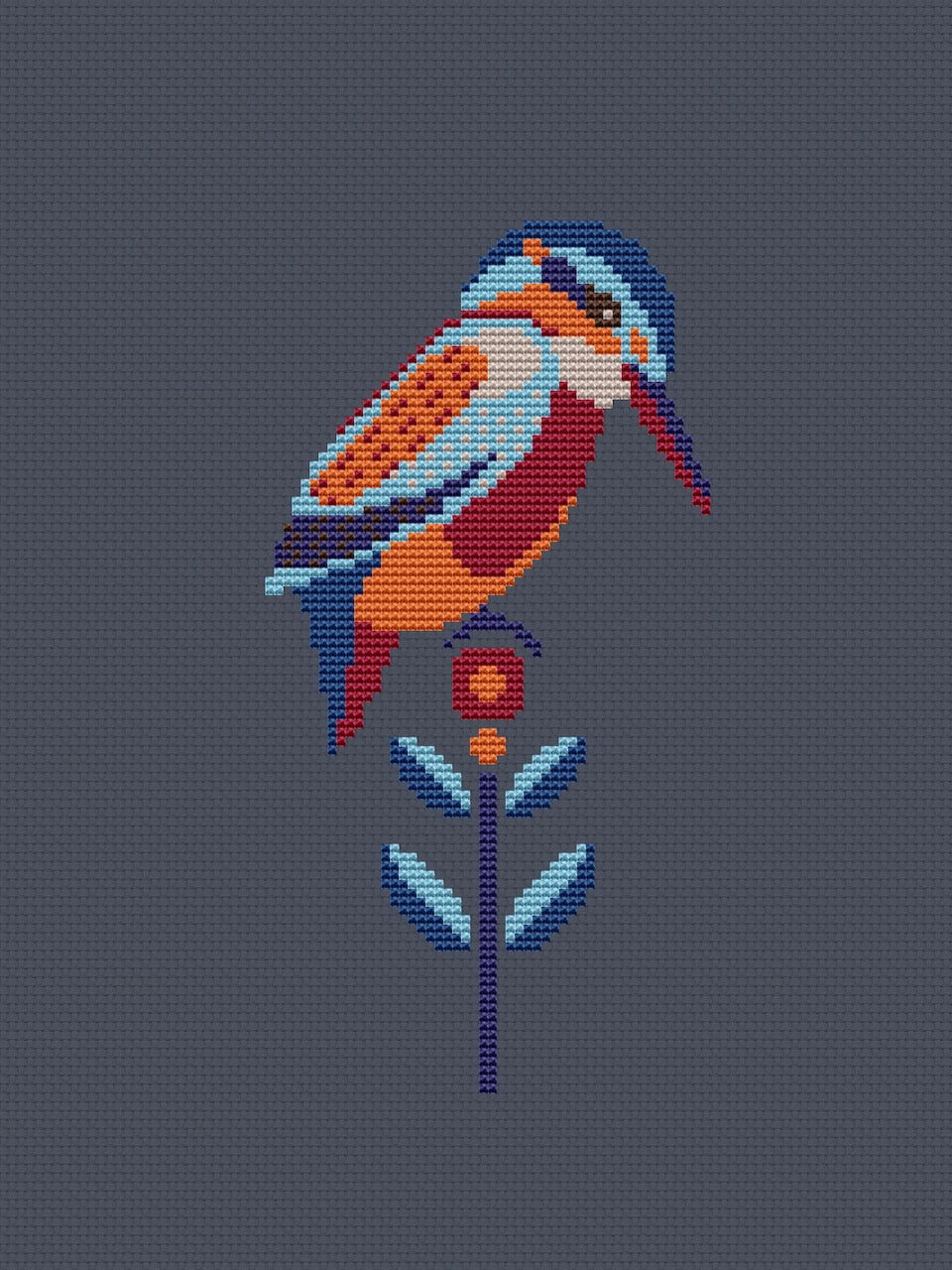 kingfisher embroidery pattern