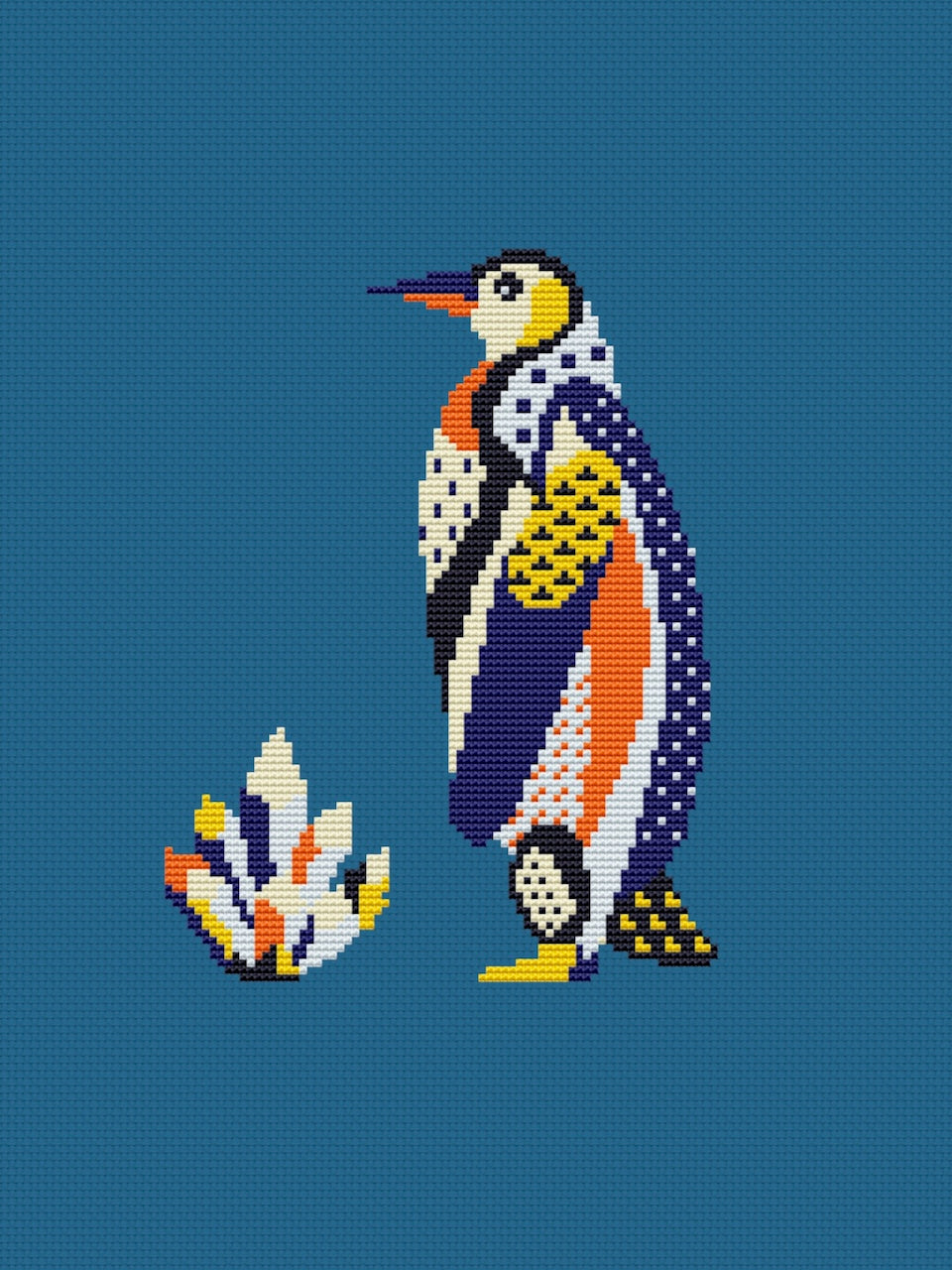 penguin bird cross stitch