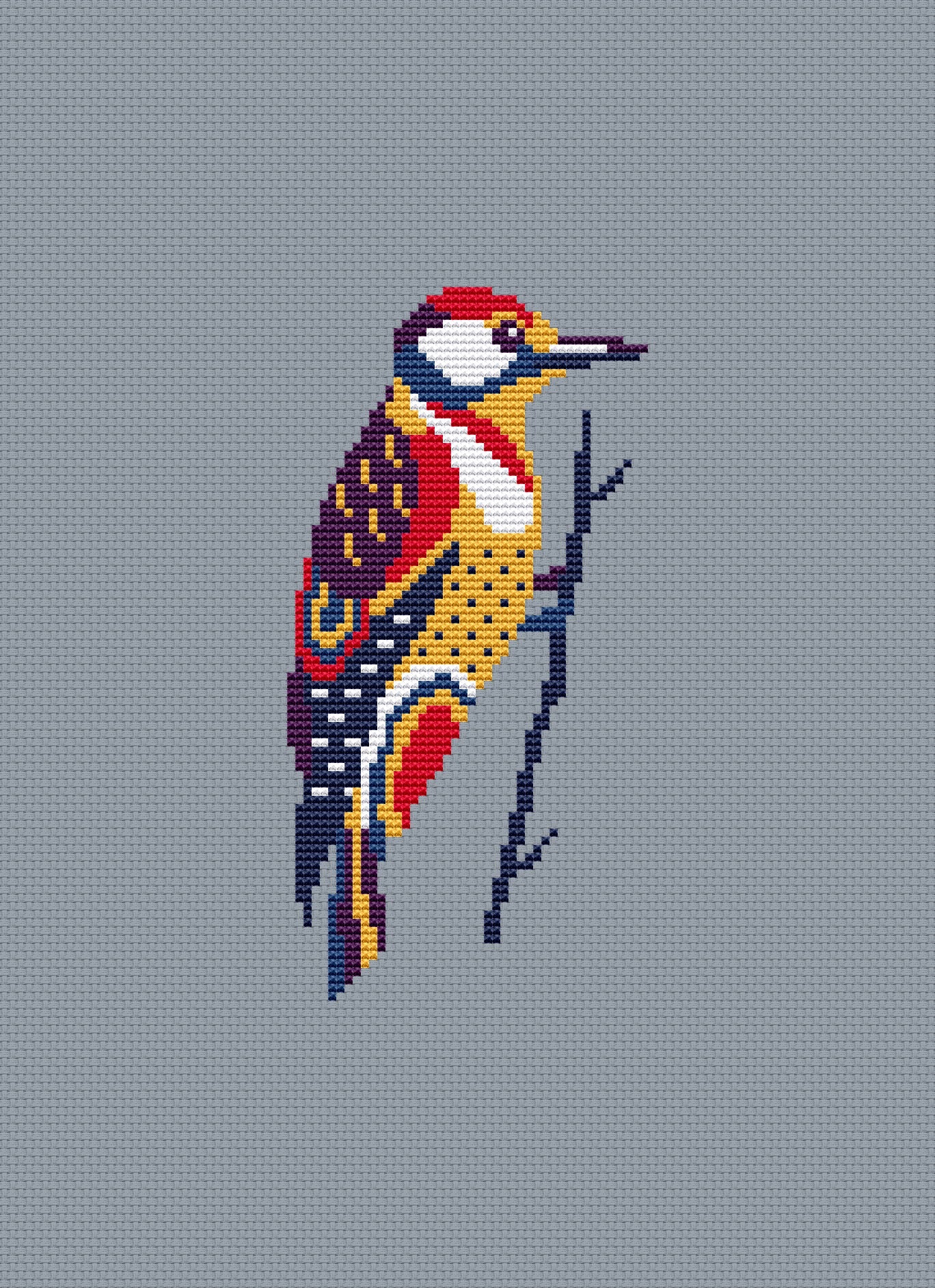 Woodpecker embroidery pattern