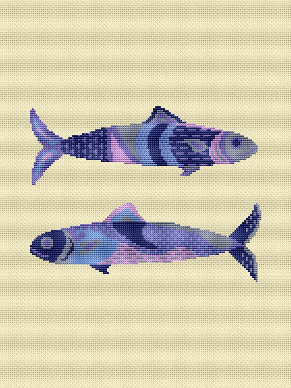 couple of  fish cross stitch pattern