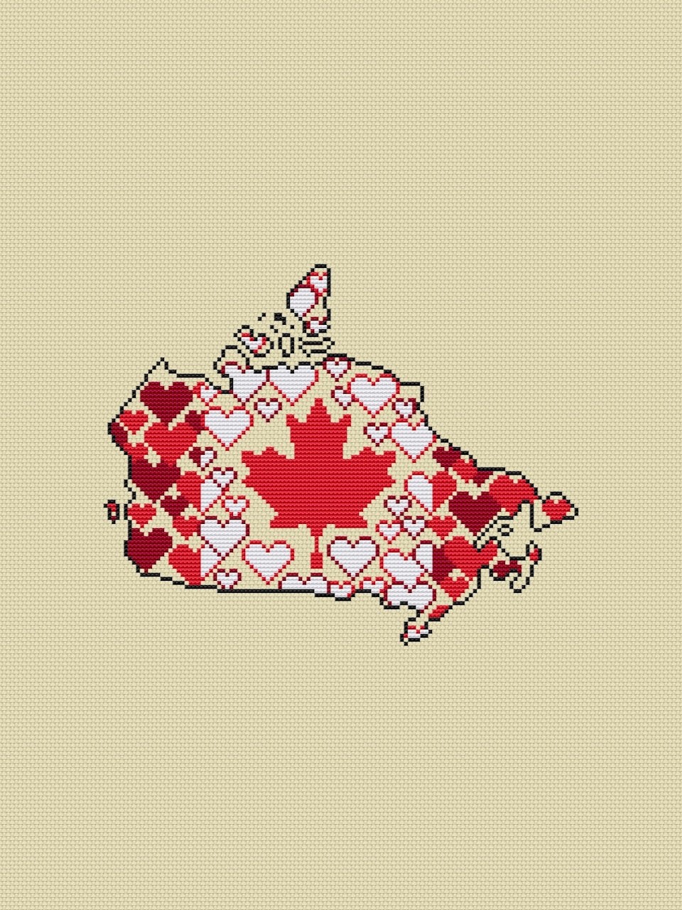 Canada flag free cross stitch pattern