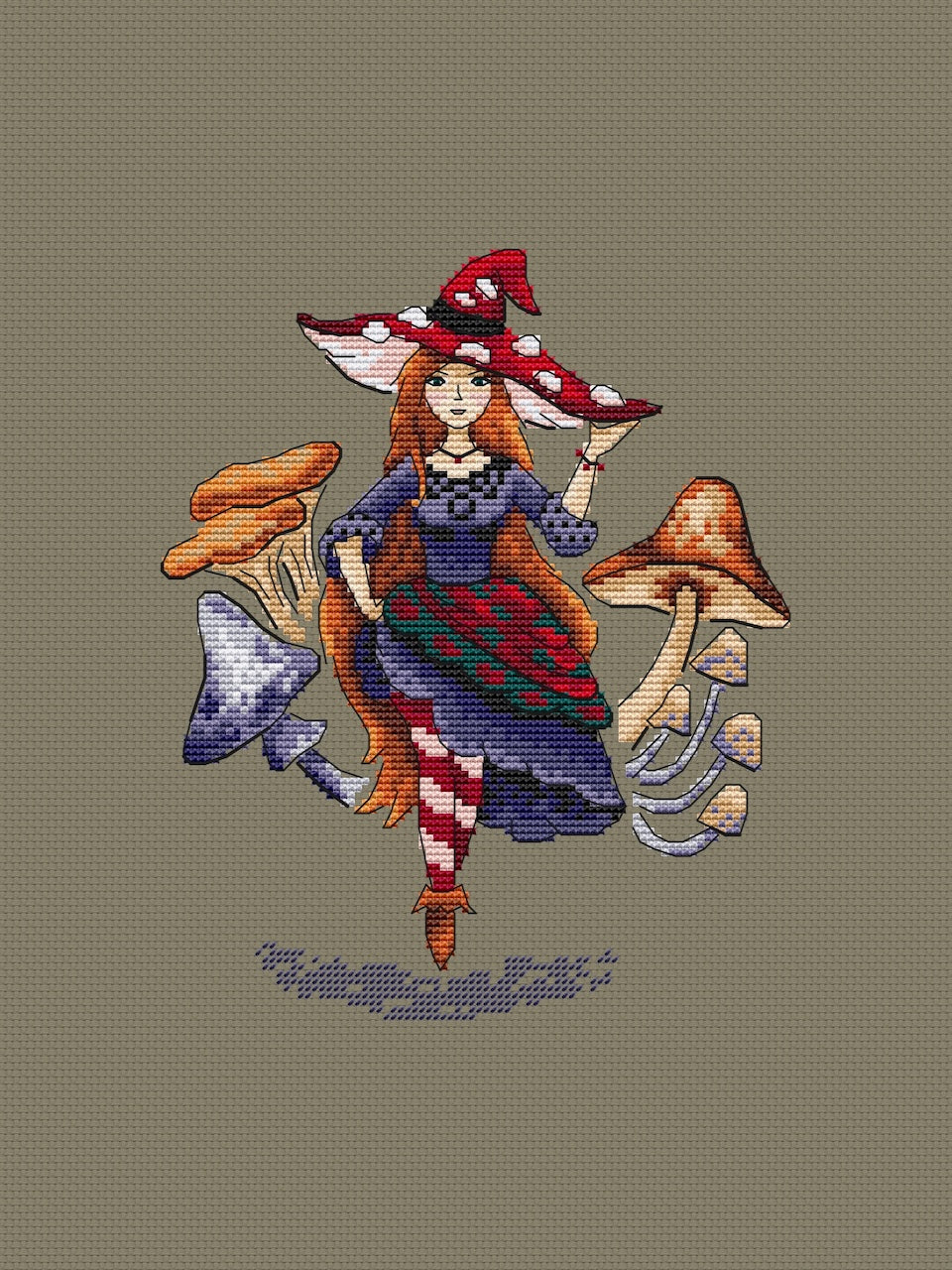Magic lady cross stitch pattern