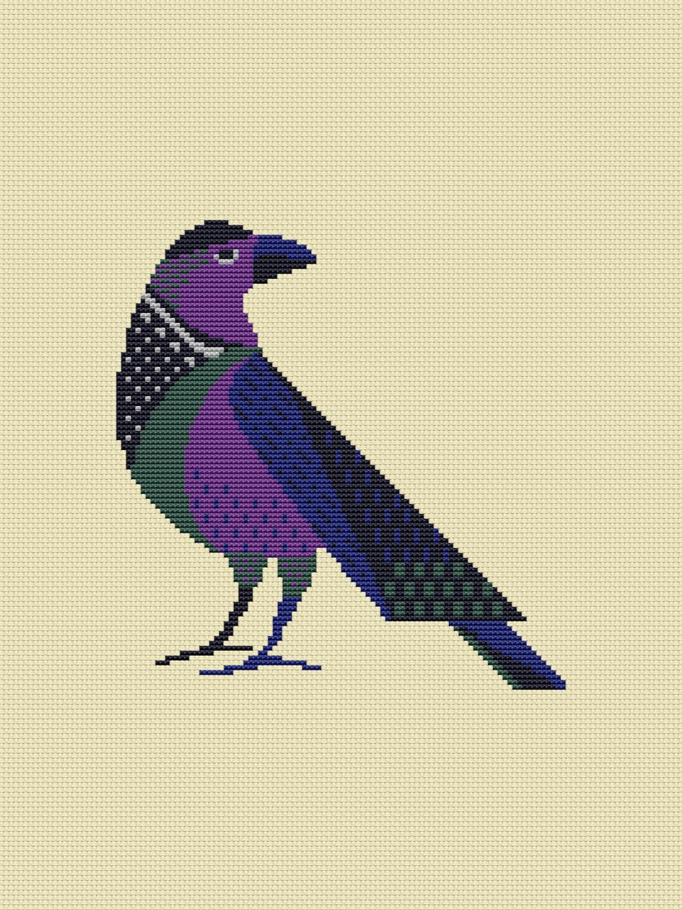 crow cross stitch pattern