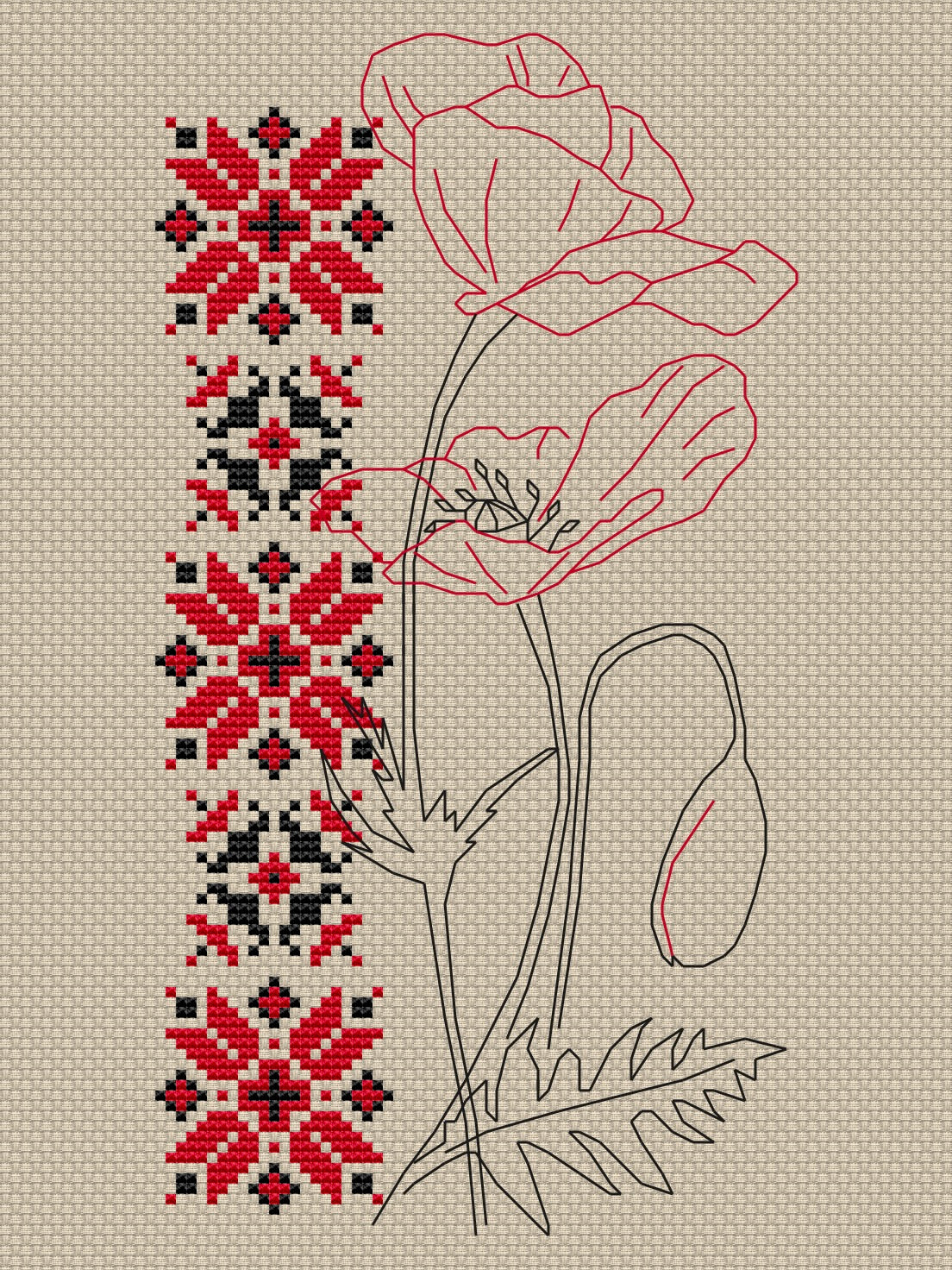 Poppies cross stitch pattern