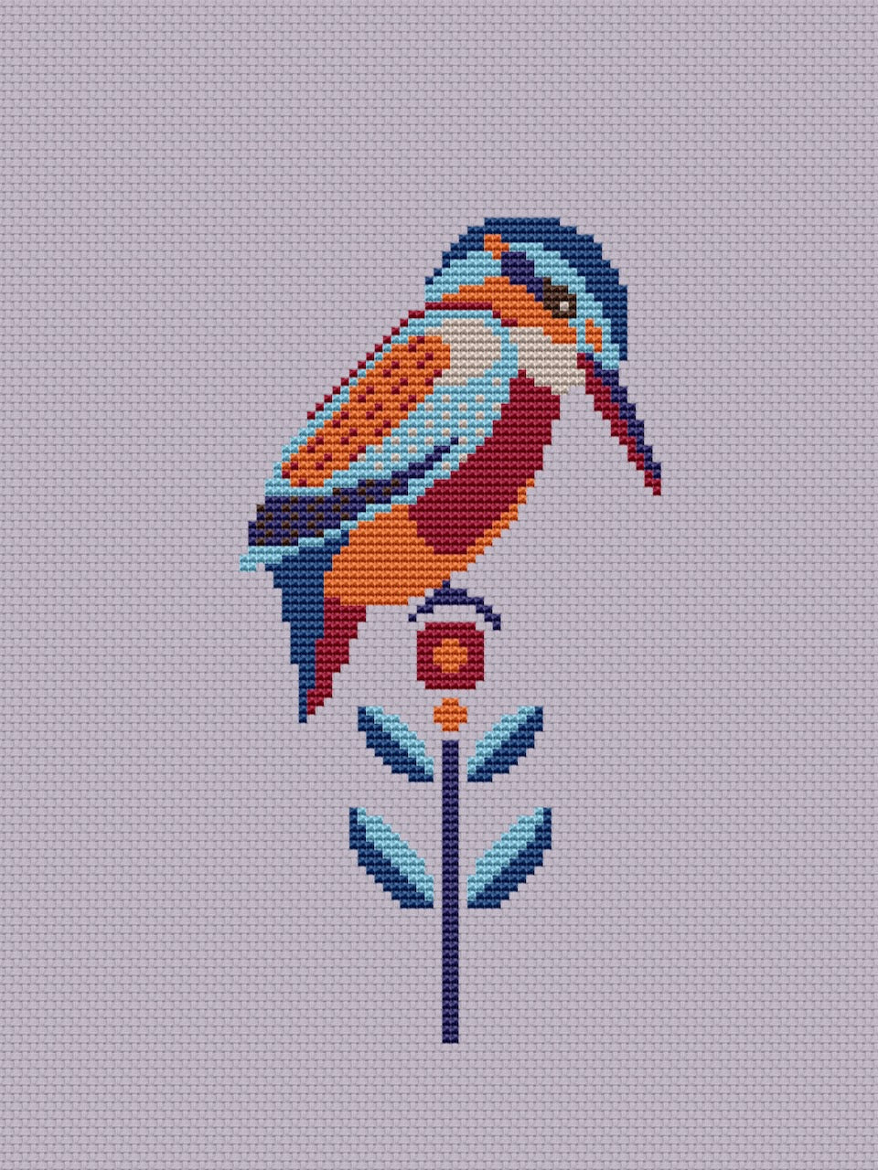 kingfisher bird cross stitch pattern