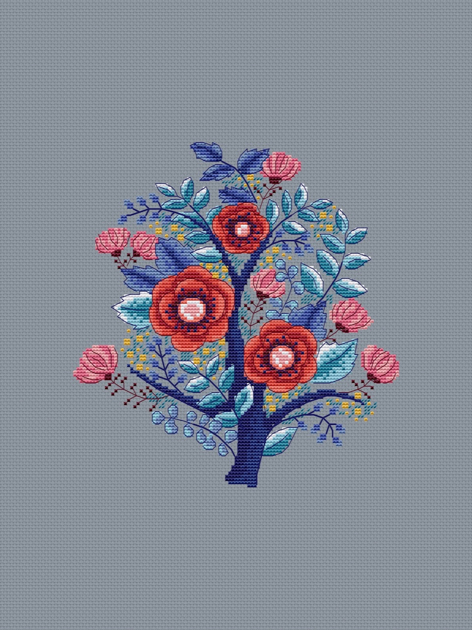 winter flowers embroidery pattern
