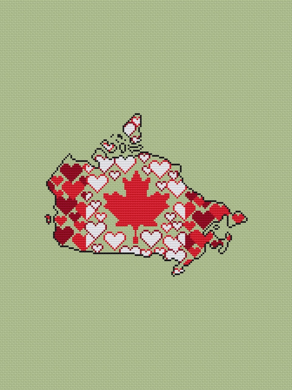 Canada map free cross stitch pattern