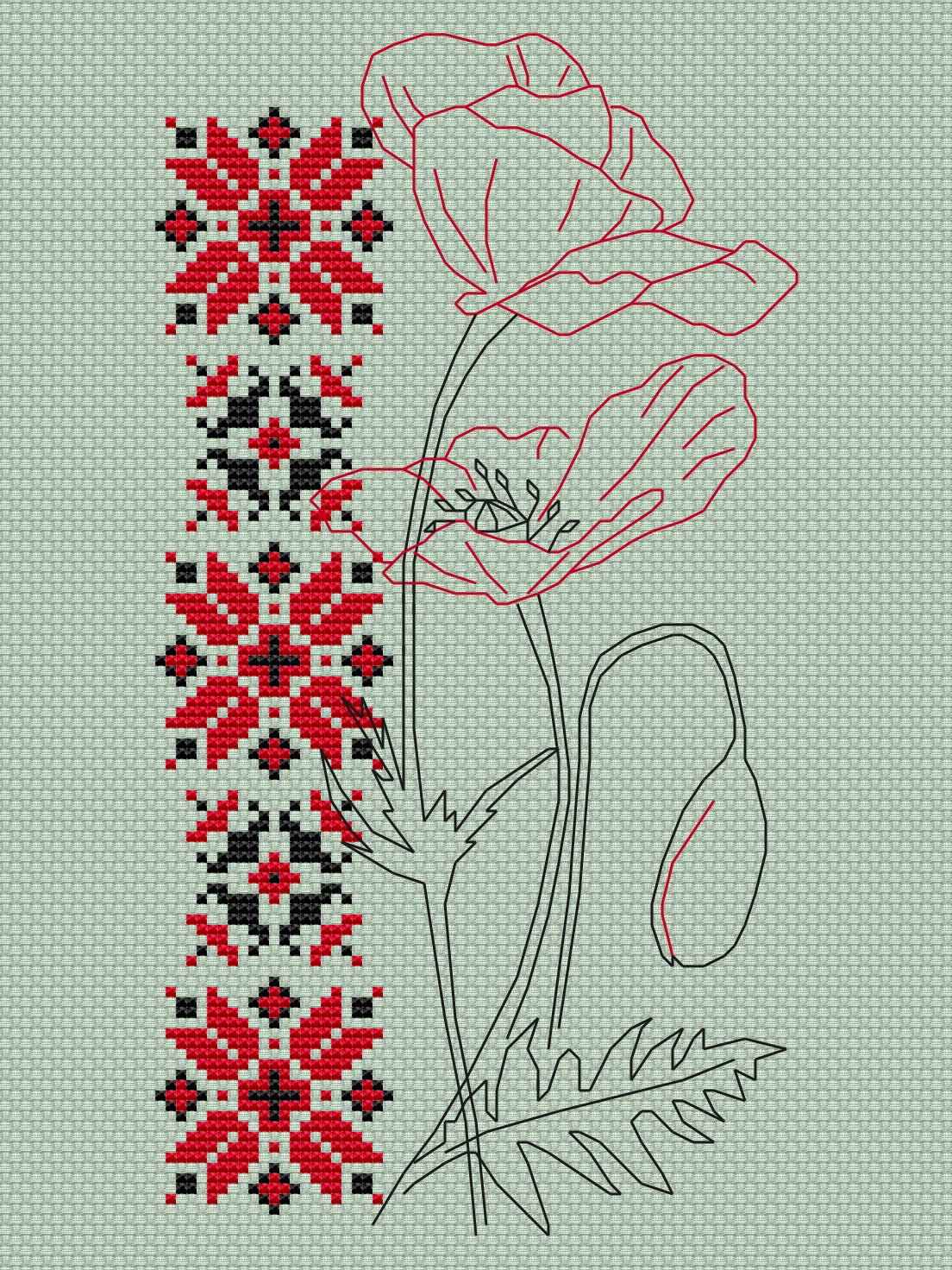 Poppies cross stitch pattern