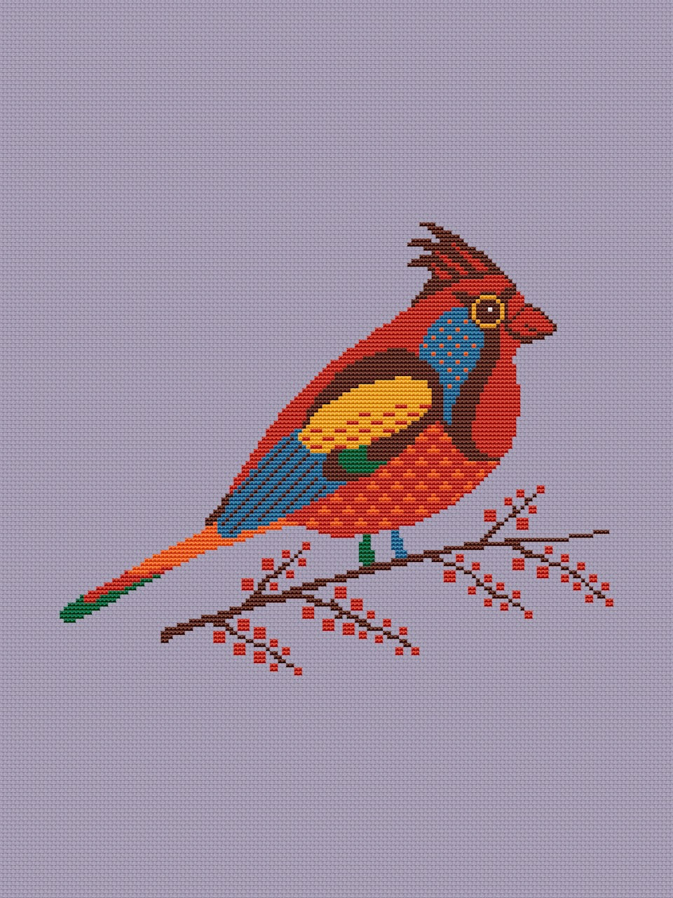 winter bird cross stitch 
