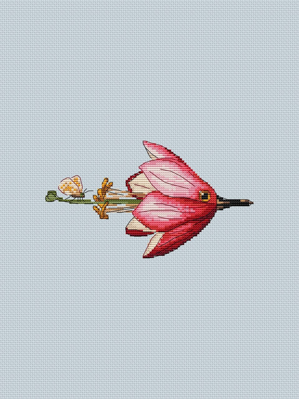 flower with butterfly cross stitch pattern