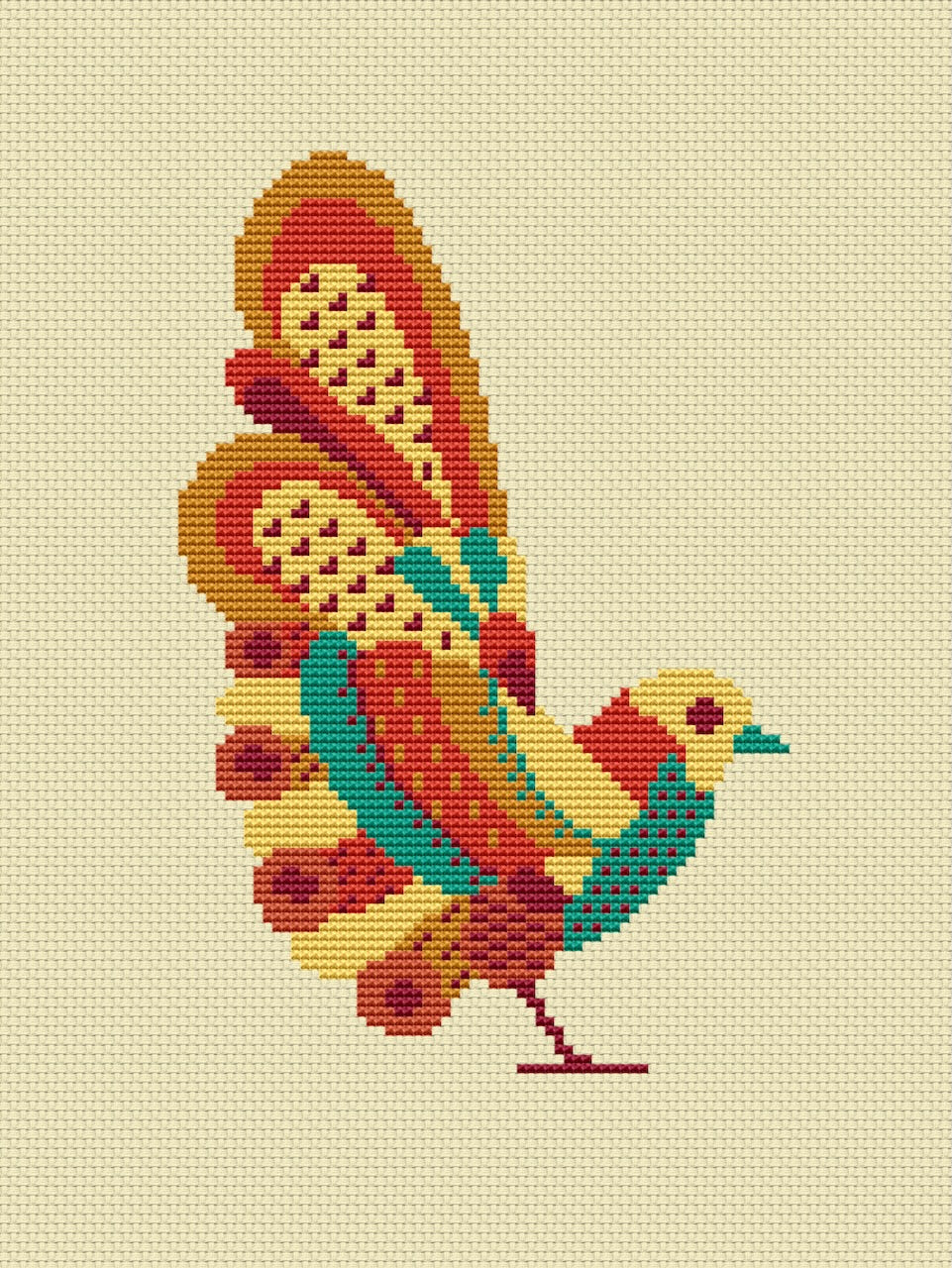 gold bird embroidery pattern