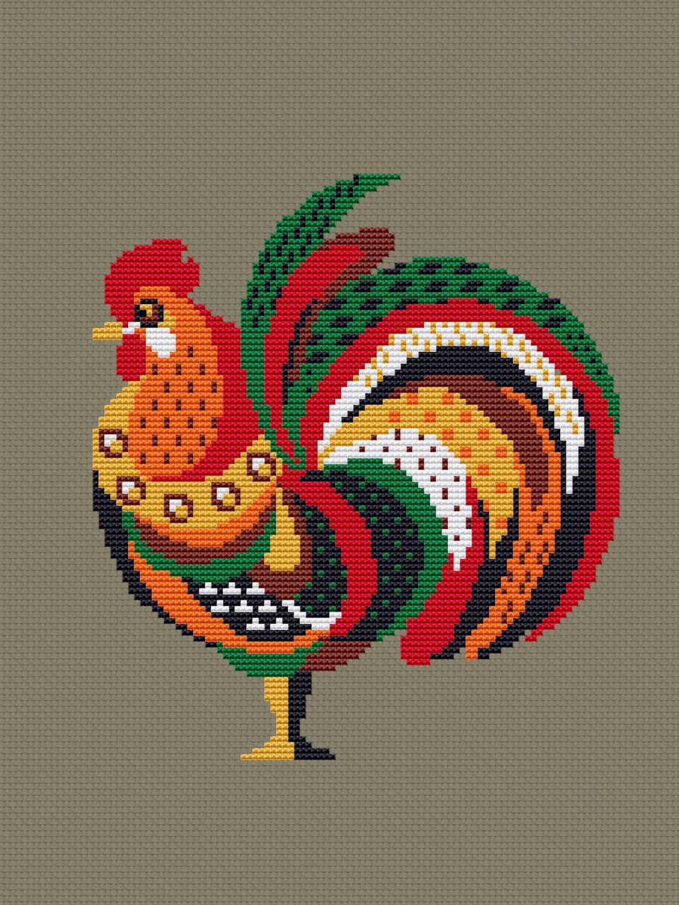 rooster cross stitch pattern