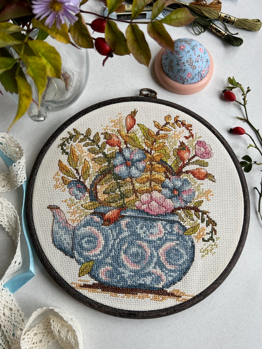 Floral Tea - cross stitch pattern
