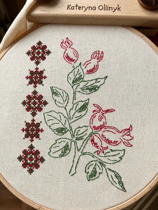 Rose hip ornament - cross stitch pattern
