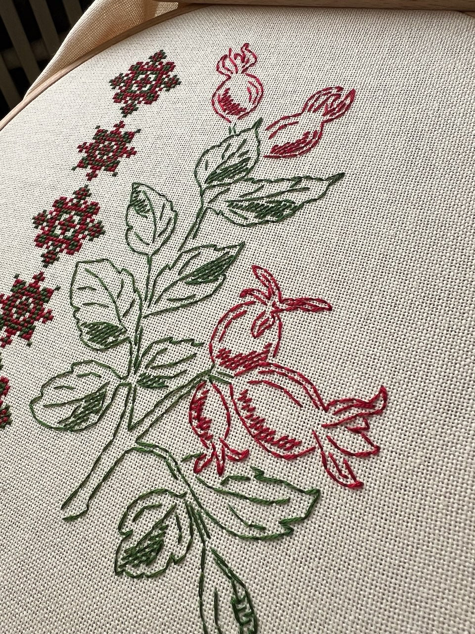 Rose hip ornament - cross stitch pattern