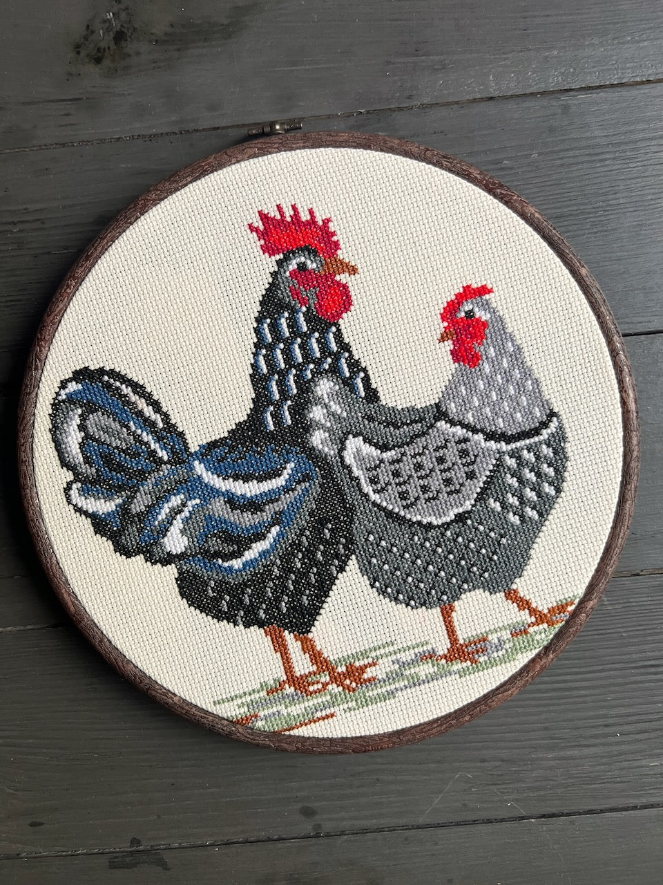 Black Rooster and Hen - cross stitch pattern