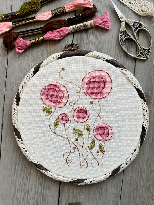 Pink Flowers - cross stitch pattern