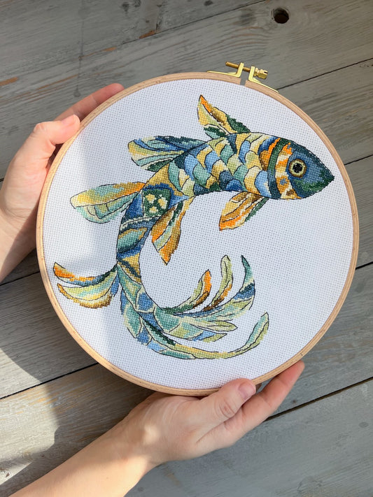 Magic fish yellow-green - cross stitch pattern